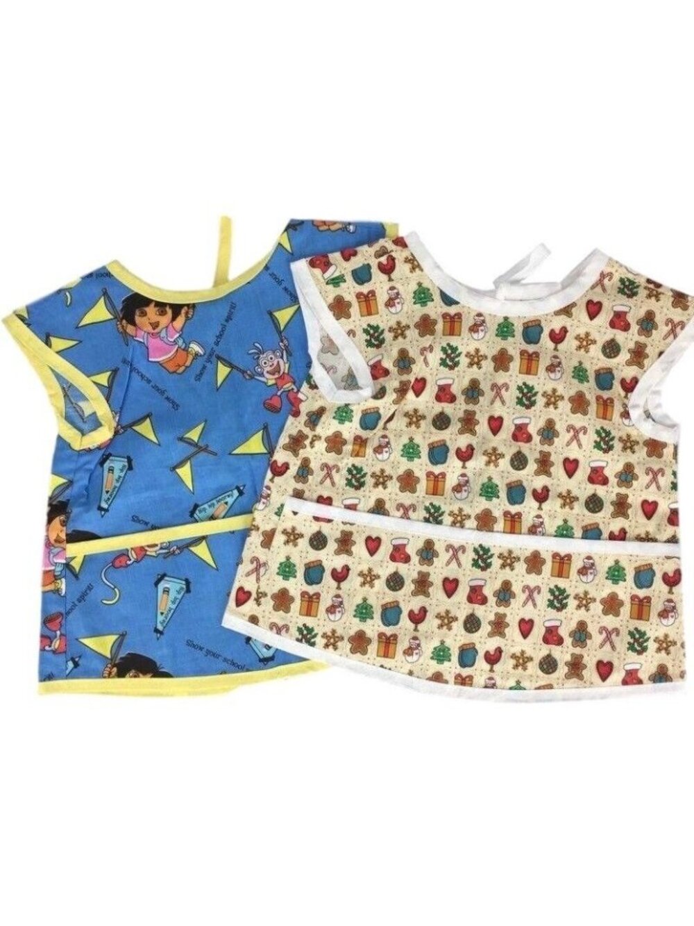 Dora The Explorer & Holiday Print Toddler Art Smocks Craft Aprons 2T-4T
